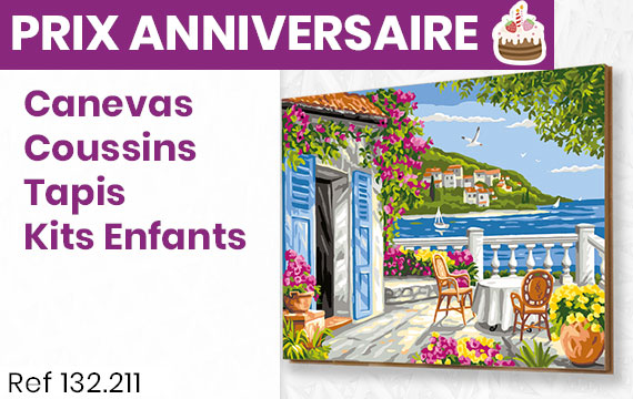 Canevas, coussins, tapis, kit enfants