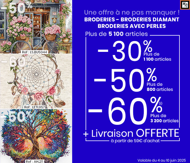 Broderies point de croix, avec perles et Diamant