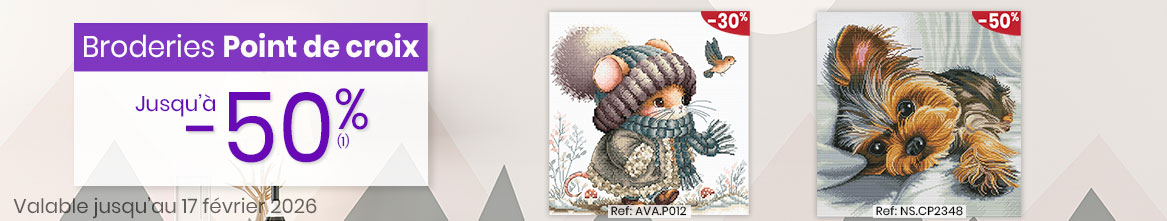 Broderie : notre catalogue tableaux point de croix, point de broderie, point compté, broderie estampée...