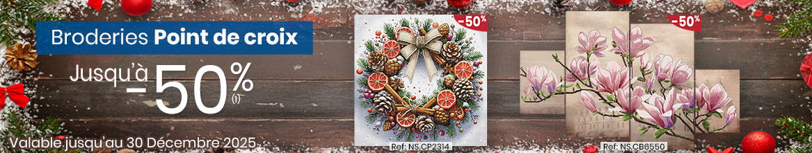 Broderie : notre catalogue tableaux point de croix, point de broderie, point compté, broderie estampée...