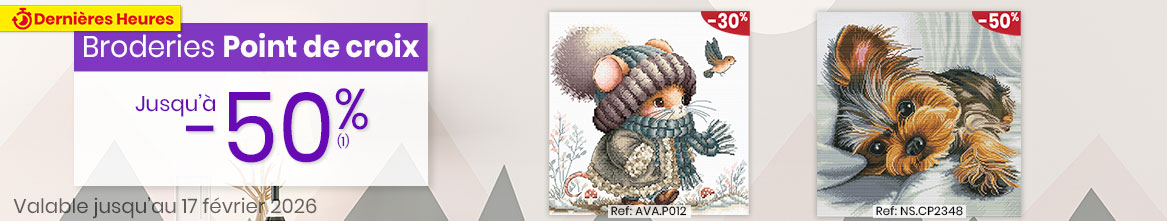 Broderie : notre catalogue tableaux point de croix, point de broderie, point compté, broderie estampée...