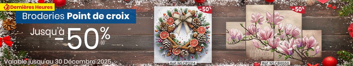 Broderie : notre catalogue tableaux point de croix, point de broderie, point compté, broderie estampée...