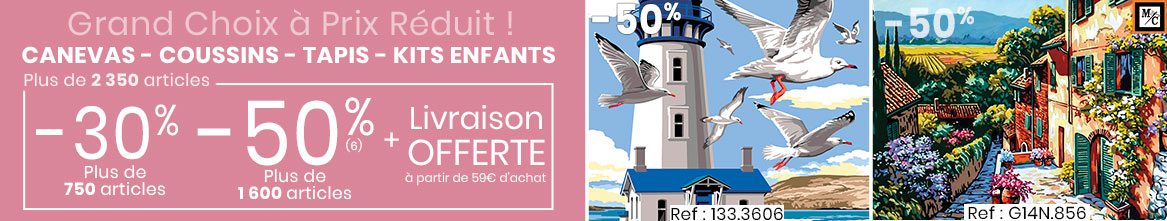 Canevas : notre catalogue tableaux, kits enfants, coussins, tapis et accessoires Canevas : notre catalogue tableaux, kits enfants, coussins, tapis et accessoires