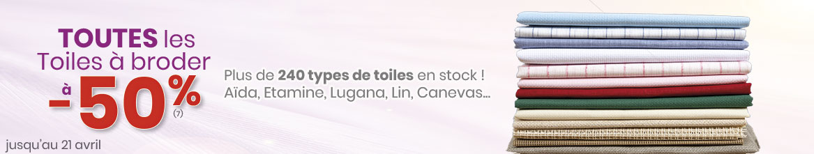 Offre spéciale Toiles à broder (en coupon ou au mètre) Offre spéciale Toiles à broder (en coupon ou au mètre)