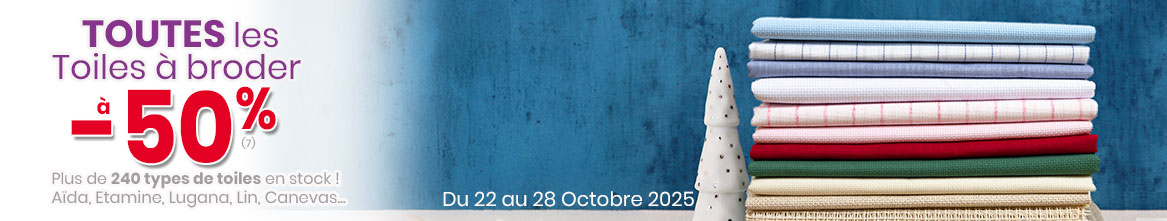 Offre spéciale Toiles à broder (en coupon ou au mètre) Offre spéciale Toiles à broder (en coupon ou au mètre)
