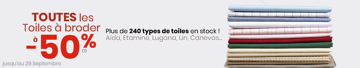 Offre spéciale Toiles à broder (en coupon ou au mètre) Offre spéciale Toiles à broder (en coupon ou au mètre)