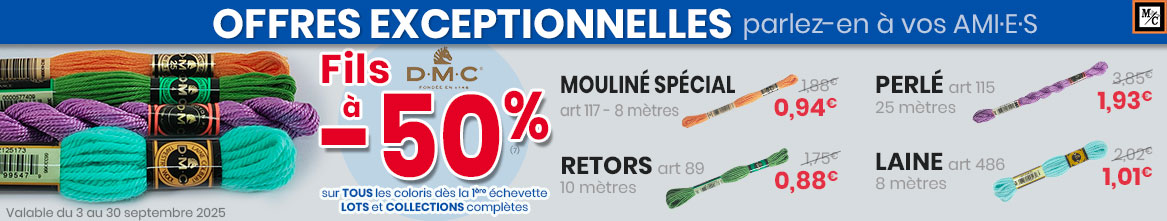 Offre spéciale sur les fils à broder DMC Offre spéciale sur les fils à broder DMC