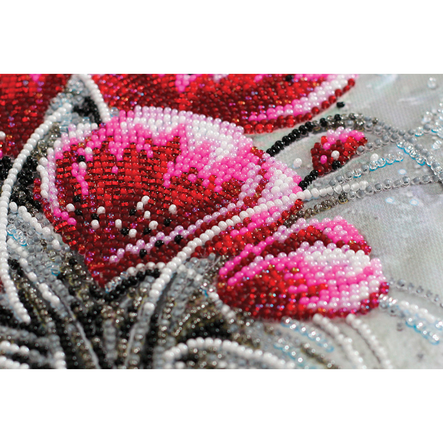 Kit de broderie avec perles - Bouquet fuschia - Abris Art