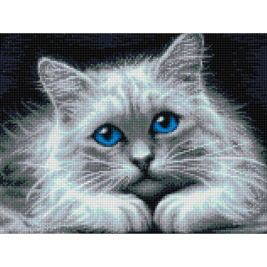 Kit De Broderie Diamant Chat Aux Yeux Bleus Diamond Painting