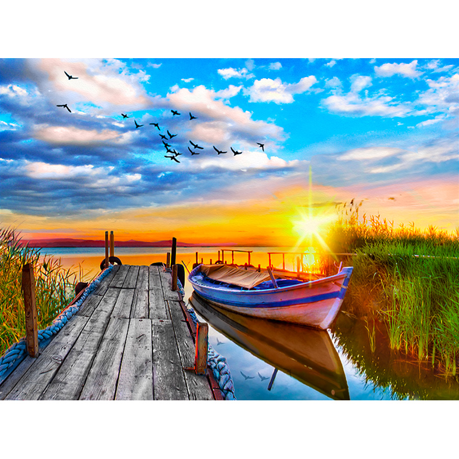 Kit De Broderie Diamant Ponton Au Coucher Du Soleil Diamond Painting