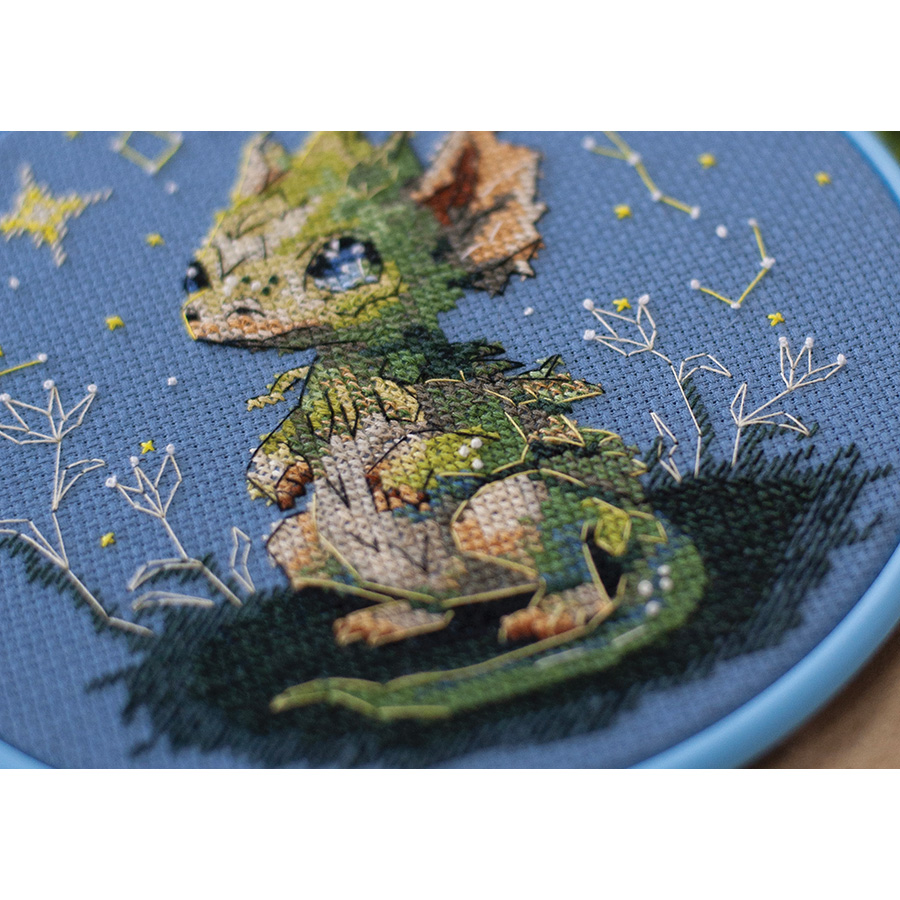 AMBATTERY Kit De Broderie Au Point De Croix, Dragon Et Petite