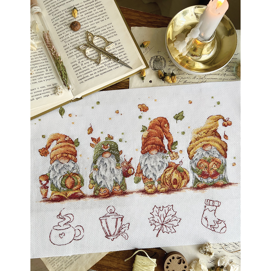 Kit Point De Croix Just Nan - Hootzi Humbug Pin Cushion - Thème Automne