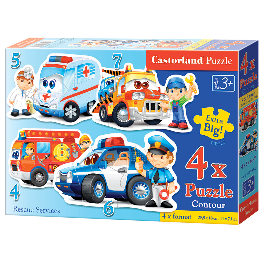 Puzzle enfant - Véhicules de secours - 4 à 7 pièces - Castorland