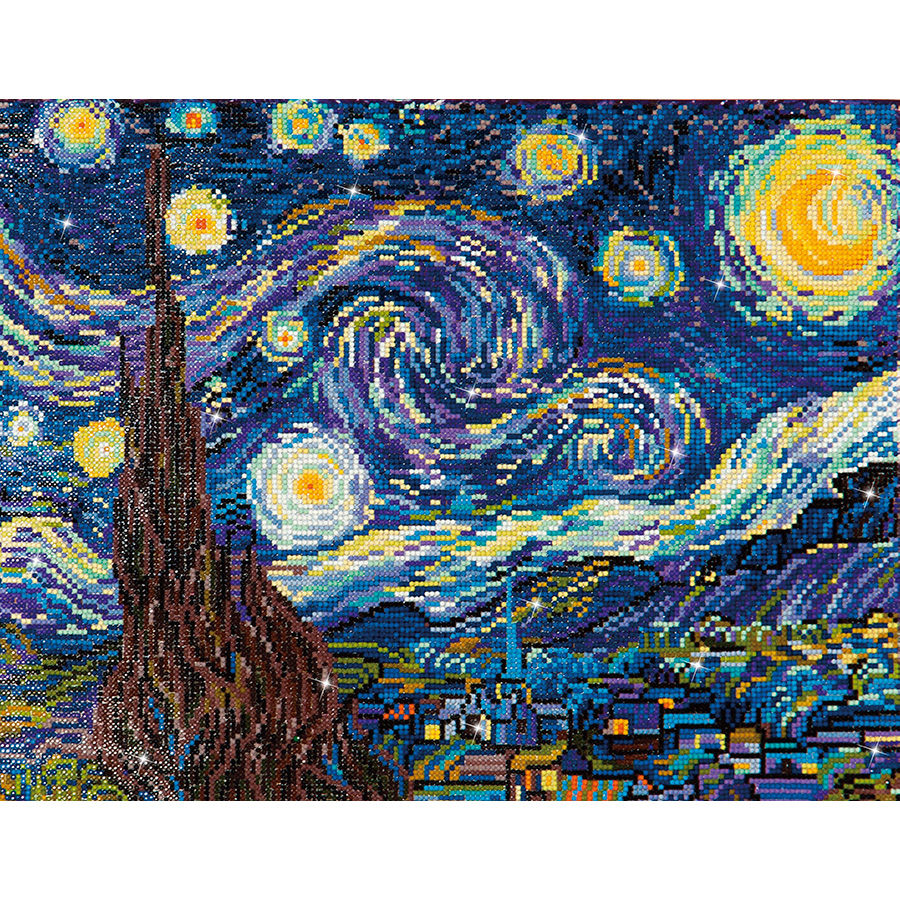 Comment Dessiner La Nuit étoilée De Van Gogh Kit de broderie Diamant - Nuit étoilée d'après Van Gogh - Diamond Dotz