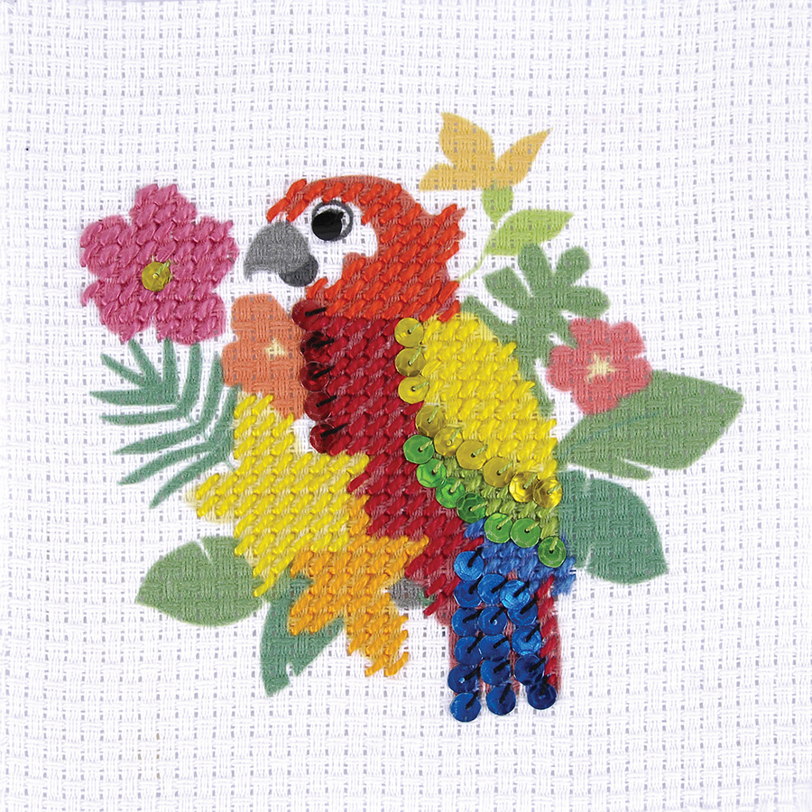 Kit broderie point de croix enfant avec tambour - Le perroquet - DMC