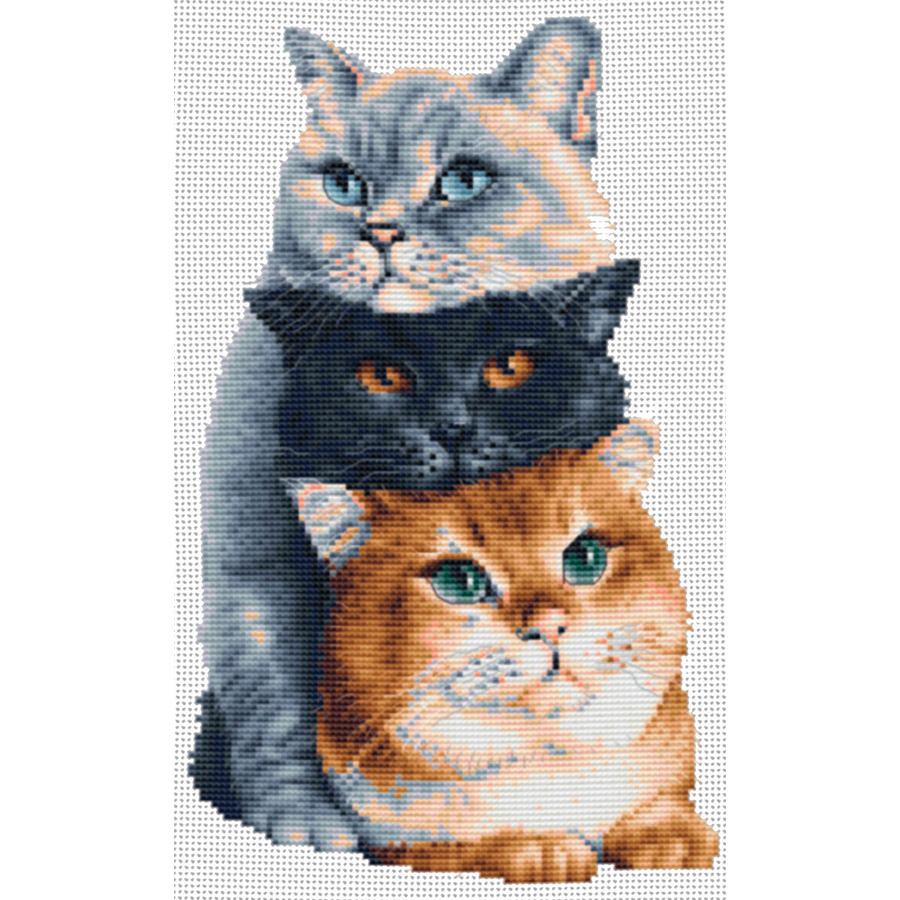 Kit Point De Croix Heritage "Dame Aux Chats" - Aida 14ct, Modèle à Compter, Niveau Moyen