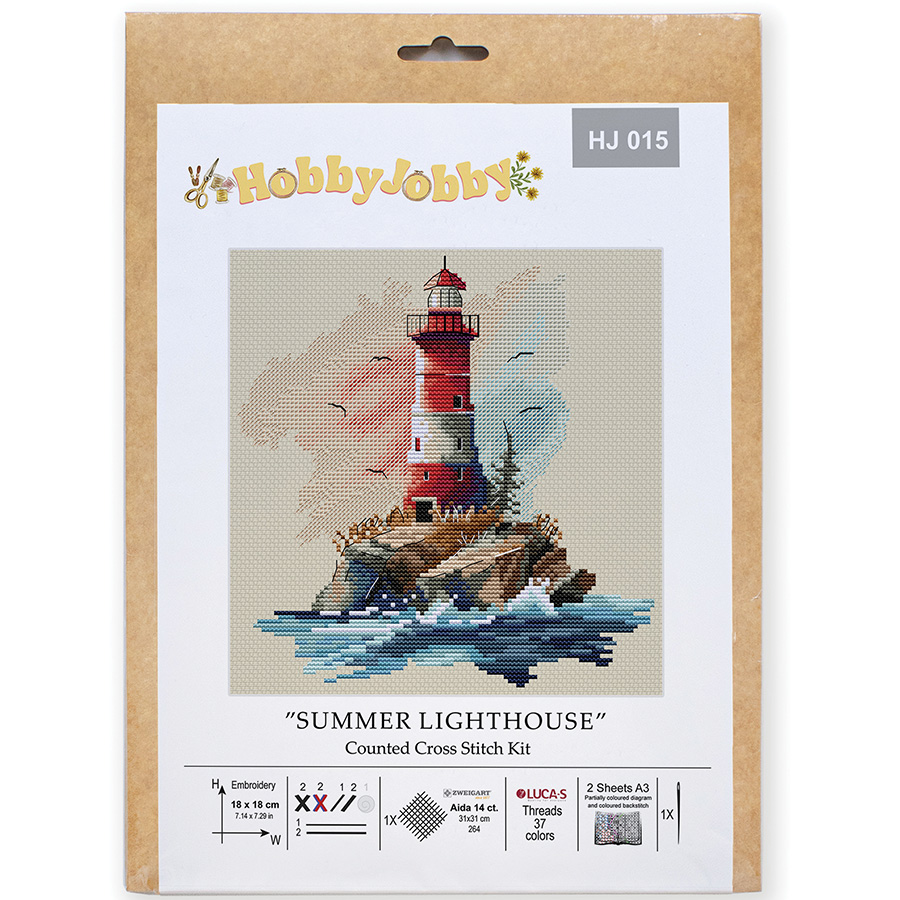 Coussin point de croix « phare et bateaux » | acheter en ligne sur