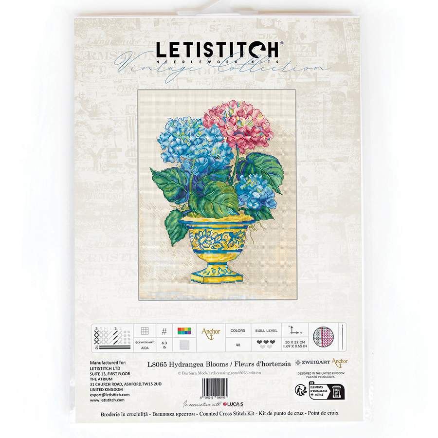 Modèle de point de croix d'hortensias rustiques : série