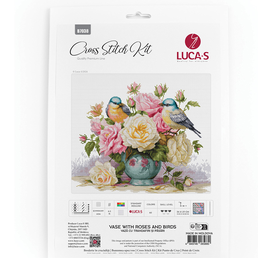 YEESAM ART Kit De Broderie Au Point De Croix Pour Adultes Débutants, Motif Cœur Rose Bleu 11 Ct 40 × 35 Cm à Faire Soi-même Avec Motifs Préimprimés Faciles Et Amusants De