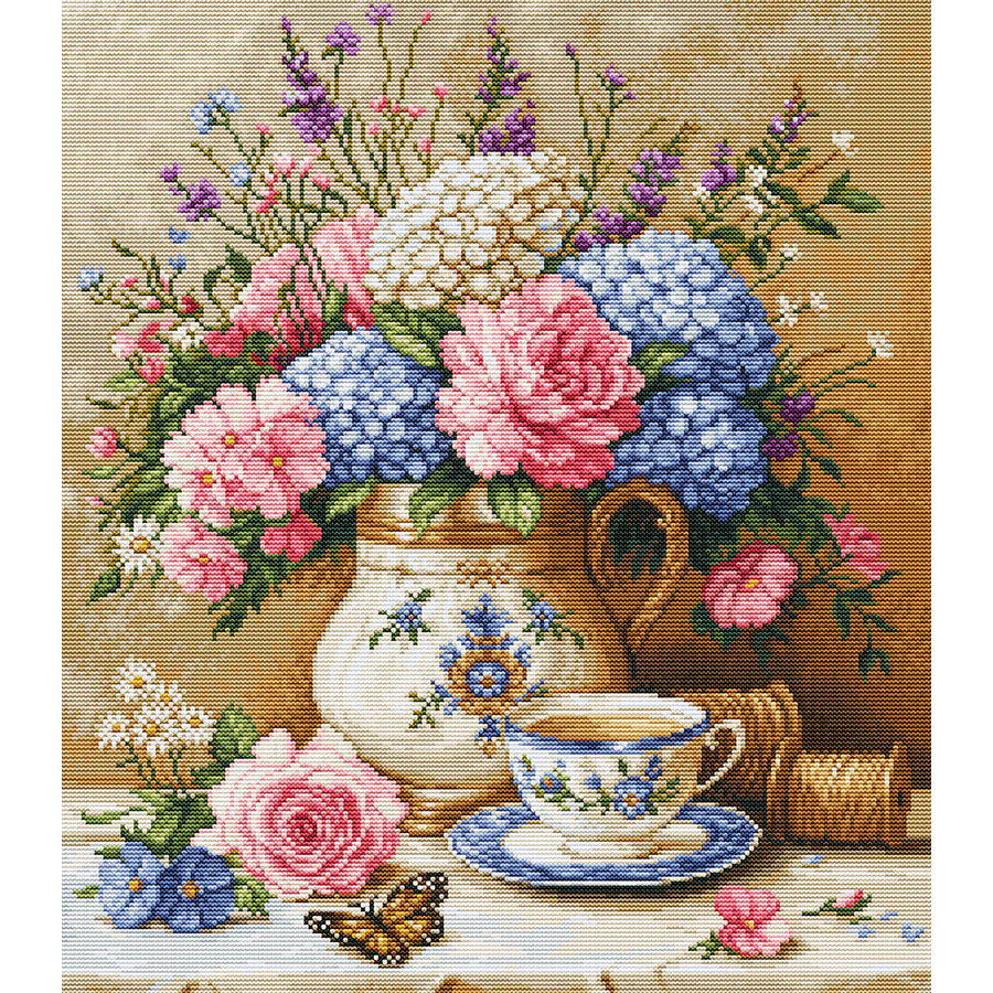 Lucas B1404 Kit de broderie au point de croix Motif fleurs printanières