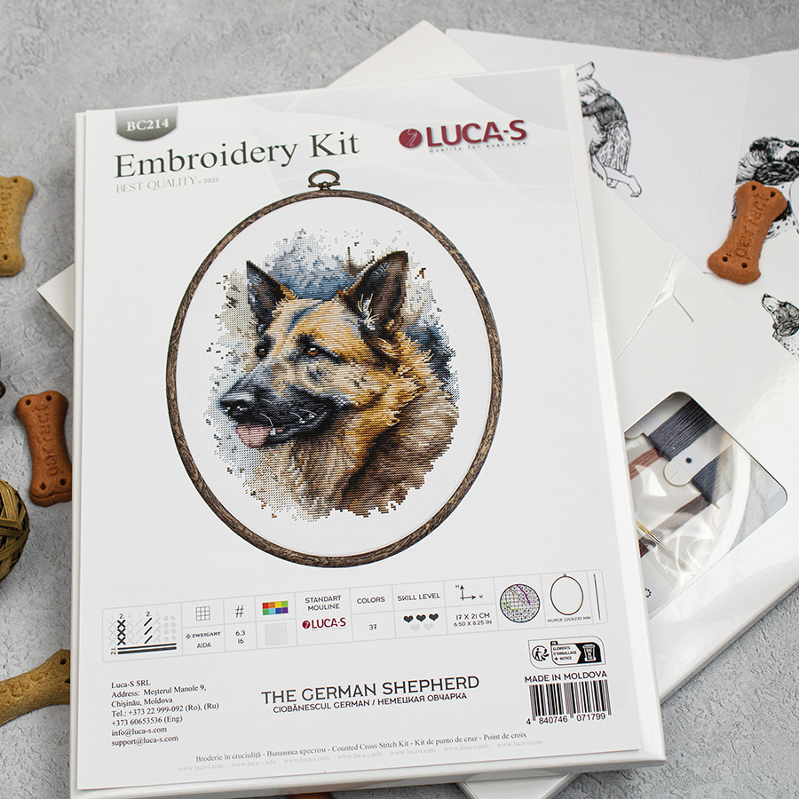 Kit De Croix Estampé, Chien De Berger Allemand Vivacieux, Motifs De Point De Croix à Faire Soi-même, Fournitures Faciles à Broder, Cadeau Pour Décoration D'intérieur, 40,6 X 50,8 Cm