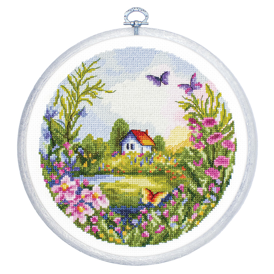 Kit Broderie Point De Croix Paysage 14CT 40x40 Cm – Coton Écologique Imprimé – Idéal Débutants & Confirmés