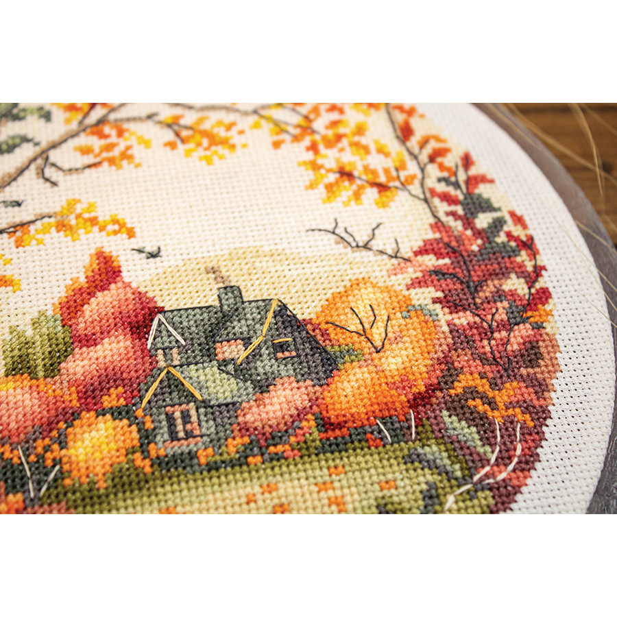 Kit Point De Croix Garçon Et Hibou – Tissu Aïda 14 Fils, 26x26 Cm – Fil Coton Inclus – Motif Facile Débutant