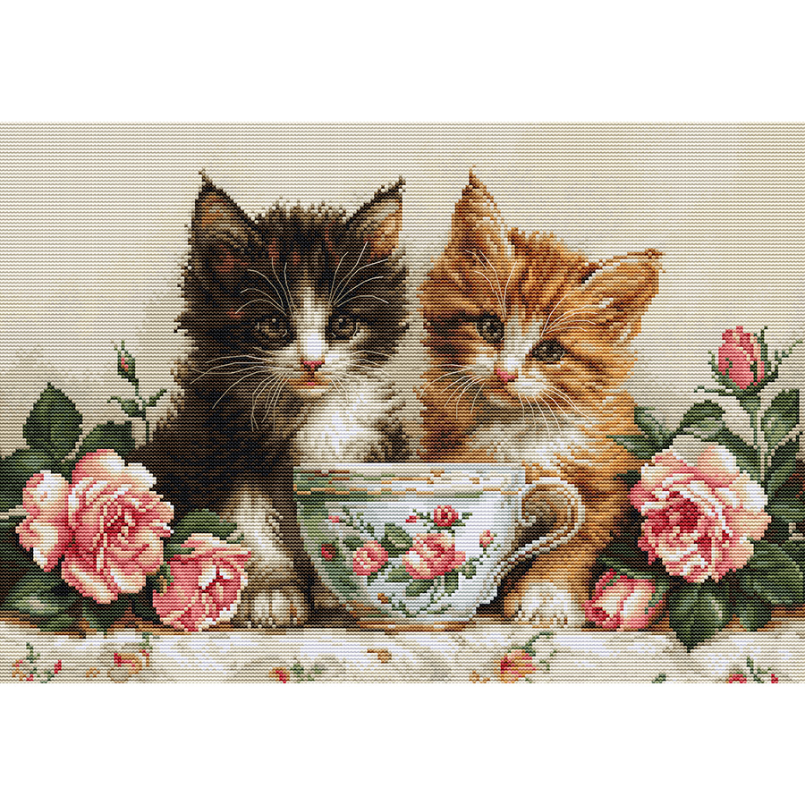 Canevas Adulte Huacan Kit Broderie Point De Croix Le Chat Imprimé Tissu De Grille, Point De Croix Kit De Broderie La Lune 11CT DIY Œuvres D'art Faites à La Main Pour Adultes