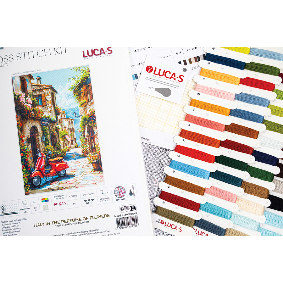Luca-S set point de croix Jasmin et lilas, motif de comptage, 30x44,5cm