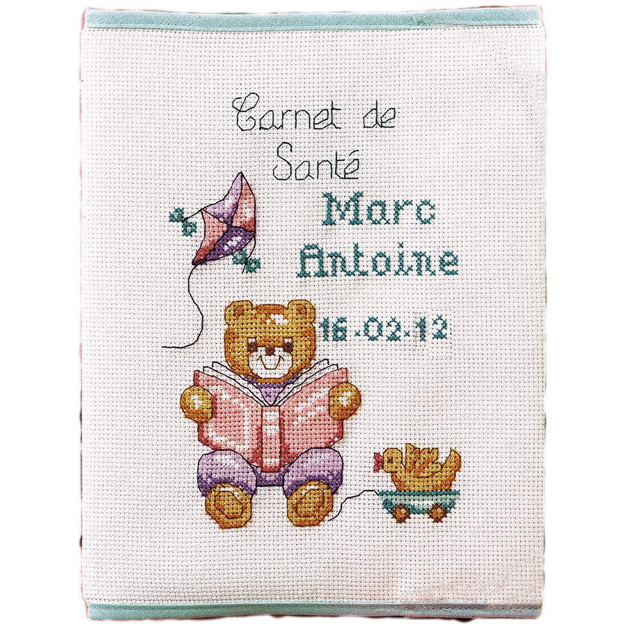 Modele Point De Croix Carnet De Sante Kit de protège carnet à broder - Oursons - Princesse