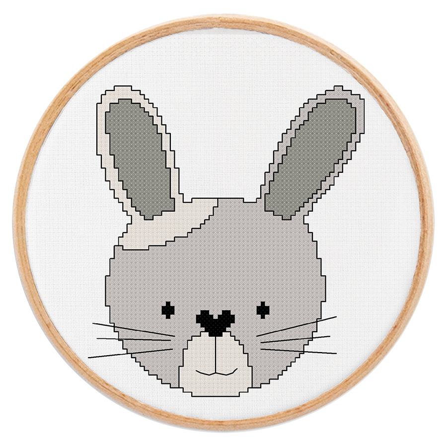 Kit Broderie Enfants Orchidea - Lapin Demi Point De Croix | 17x20.5cm | Parfait Pour Débutants
