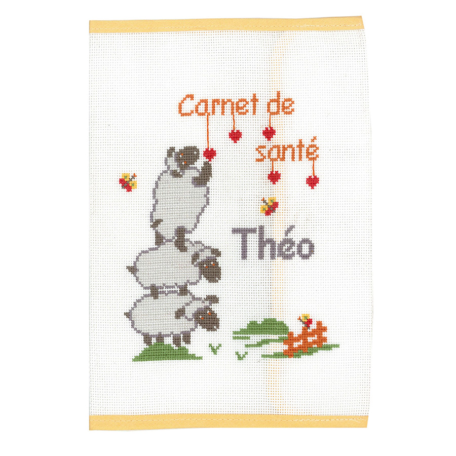 Modele Point De Croix Carnet De Sante Kit de protège carnet à broder - Moutons - Princesse