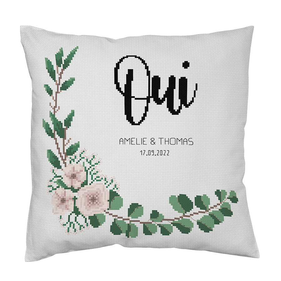 Kit Broderie Coussin Mariage Princesse 20x20 Cm – Fils DMC Inclus – Neuf