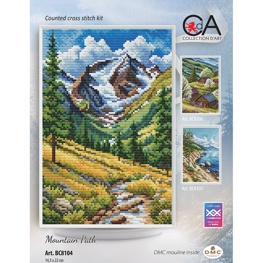 Kit Point De Croix RTO Île D'hiver - 36x23.5cm Sur Aida 14ct, Motif Paysage