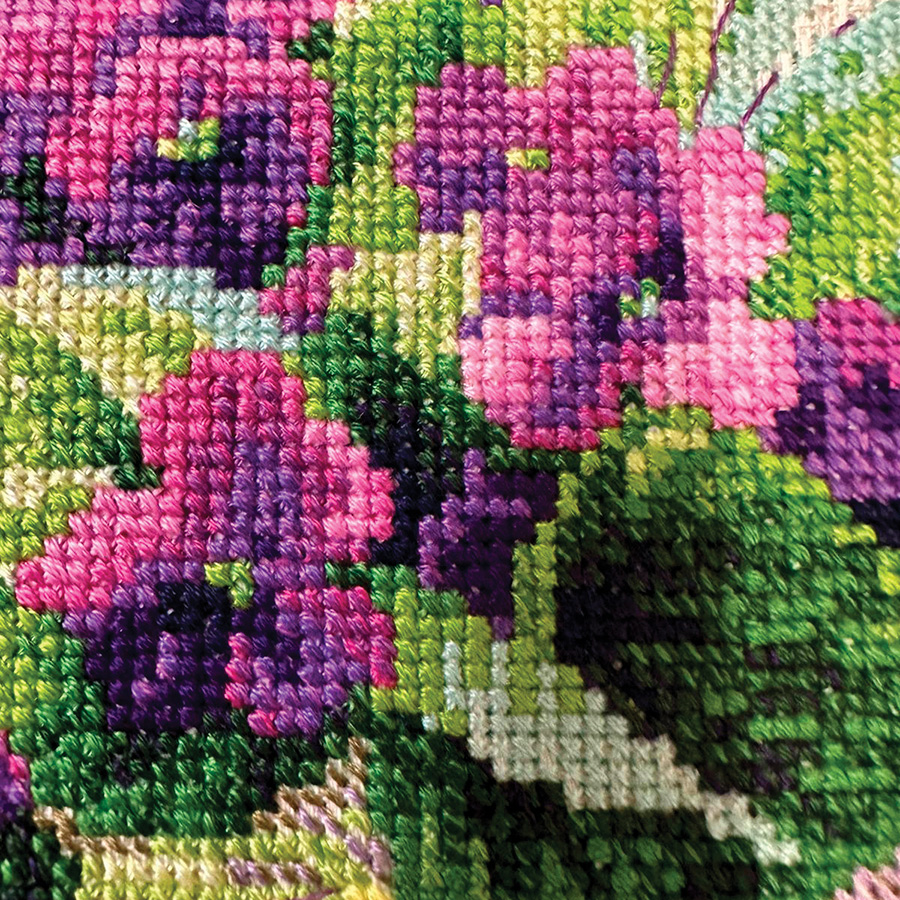 Kit Broderie Point De Croix Riolis RI-1463 - Les Œillets De Poète, Motifs Multicolores, Tout Inclus