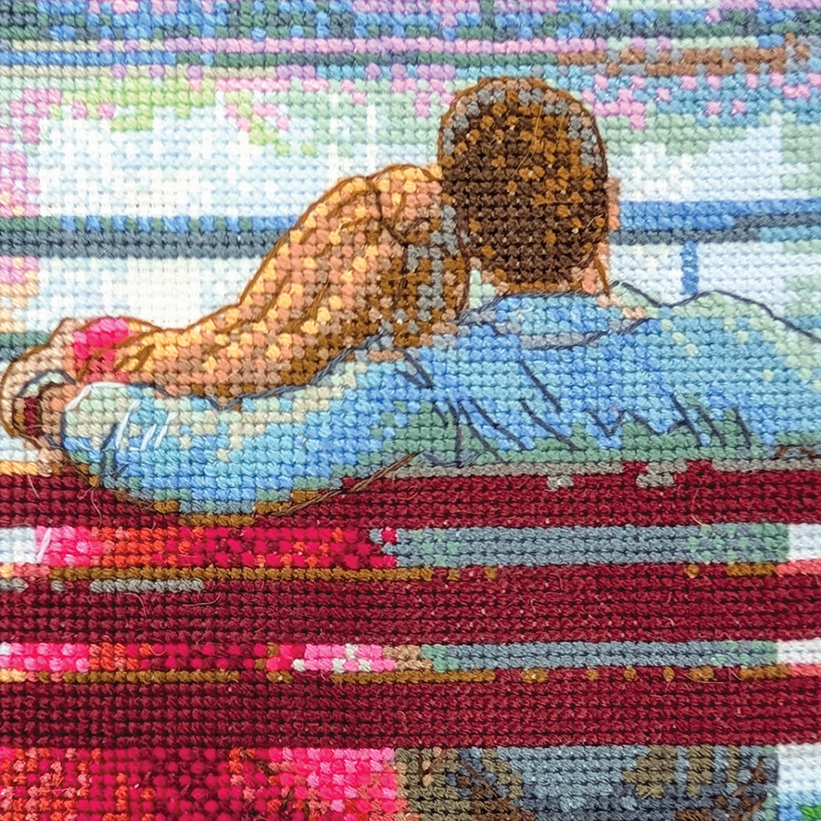 Kit Broderie Point De Croix 'A Trail In Spring Woods' - 300x200 Points - Tissu Aida 14 - Motif Forêt Printanière