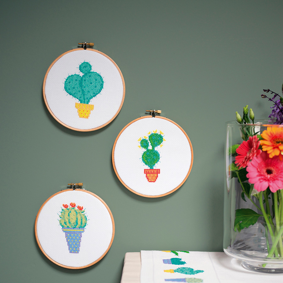 Kit Broderie Point De Croix NANAD – Motif Cactus En Bouteille, 11 CT Pour Débutants Enfants Adultes