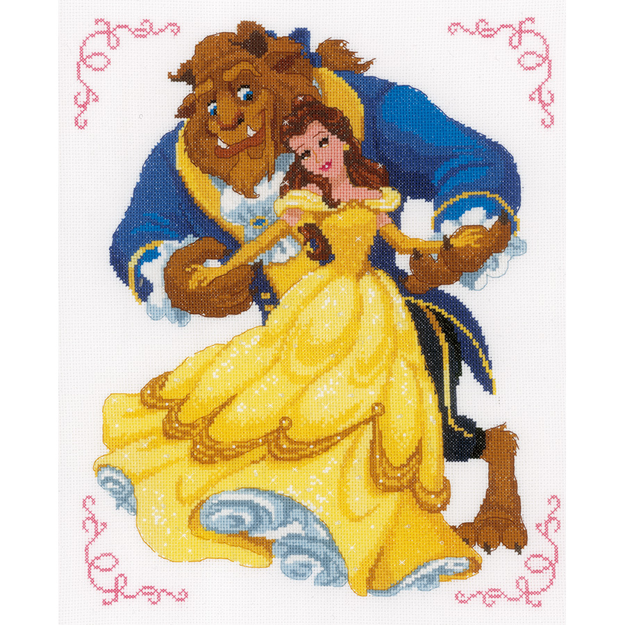 Dessin La Belle Et La Bête En Couleur Kit point de croix - La belle et la bête - Vervaco