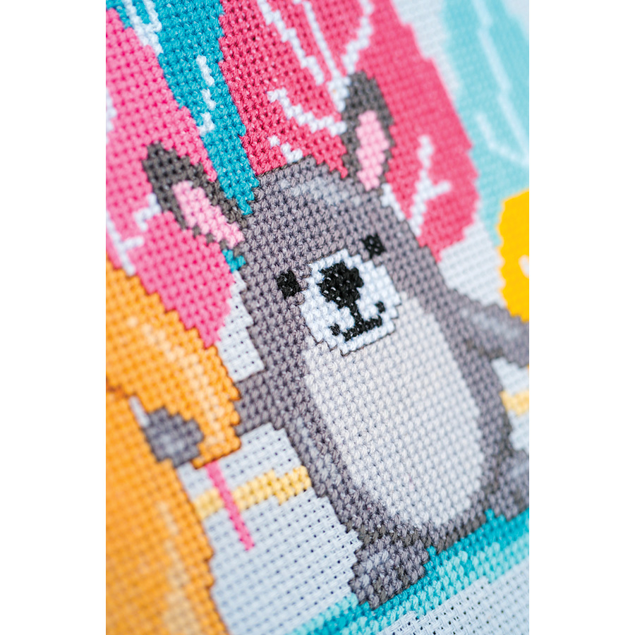 Kit Point De Croix Adulte N.LANSHAN 11CT - Dessin Animé Lapin 30x40 Cm - Kit Complet Débutants