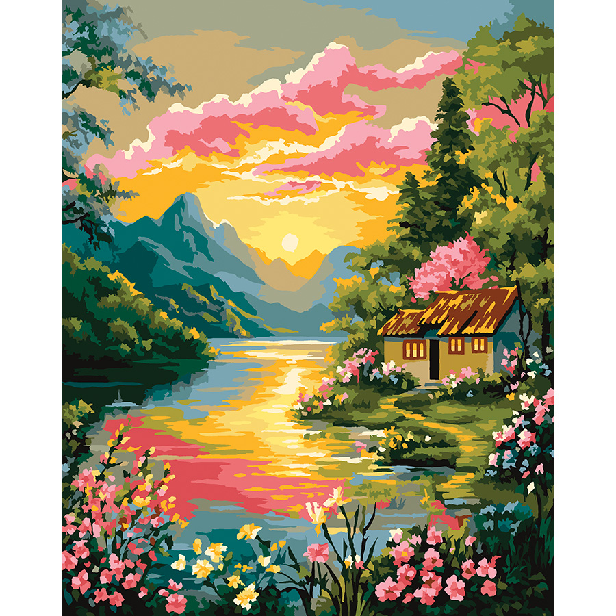 Peinture Par Numéros Adulte – Kit Fille Fleurie 30x40 Cm, Toile Préimprimée, Peinture Acrylique & Pinceaux Inclus, Idéal Débutants