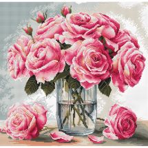 Kit De Point De Croix Hortensias - Bouquet De Fleurs à Broder