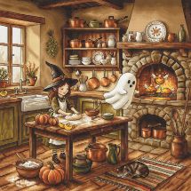 Kit broderie point de croix - Ava - Cuisine d'automne magique