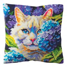 Coussin Canevas Vintage – Décor Enfants, 45x62 Cm (Bon état, Sans Marque)
