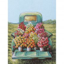 Kit Point De Croix Luca-S Fleurs Printanières, Diagramme Compté, 17x19cm, Toile Aida 15-16ct, Neuf