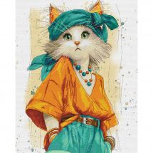 Kit broderie point de croix - Nova Sloboda - Chat bohème
