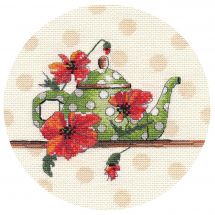 FREEBLOSS Kit Broderie Point De Croix Marque-Page Théière Vintage - Lot 6 Pour Débutants Adultes 8x2.4 Pouces