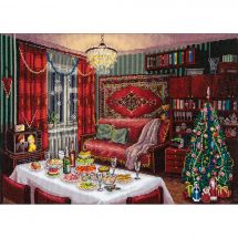 Kit Point De Croix Sur Bois Wonderland Crafts FLW-047 – Maison De Noël Magique, Broderie Perles & Coton