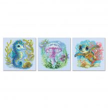 Kit broderie point de croix - Aine - Bébés animaux marins