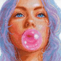 Kit broderie point de croix - Aine - Bulle de chewing gum