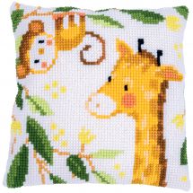 Kit Point De Croix Complet Débutant – Panthère Noire Dans La Jungle 40×50 Cm – Toile Pré-imprimée Lavable